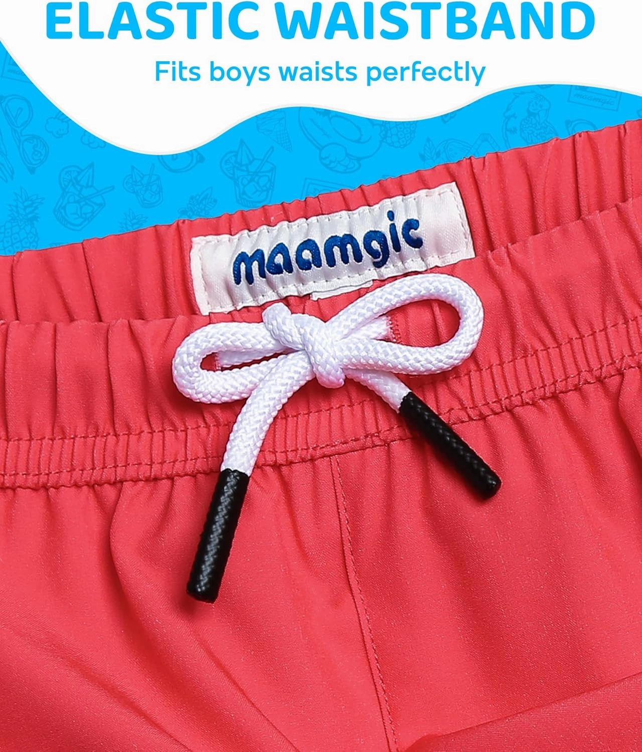 maamgic Boys Swim Trunks with Compression Liner 4-Way Stretch Quick Dry Bathing Suit Toddler Beach Shorts