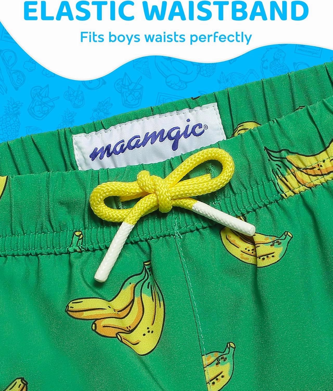 maamgic Boys Swim Trunks with Compression Liner 4-Way Stretch Quick Dry Bathing Suit Toddler Beach Shorts