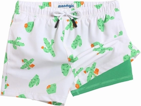 maamgic Boys Swim Trunks with Compression Liner 4-Way Stretch Quick Dry Bathing Suit Toddler Beach Shorts