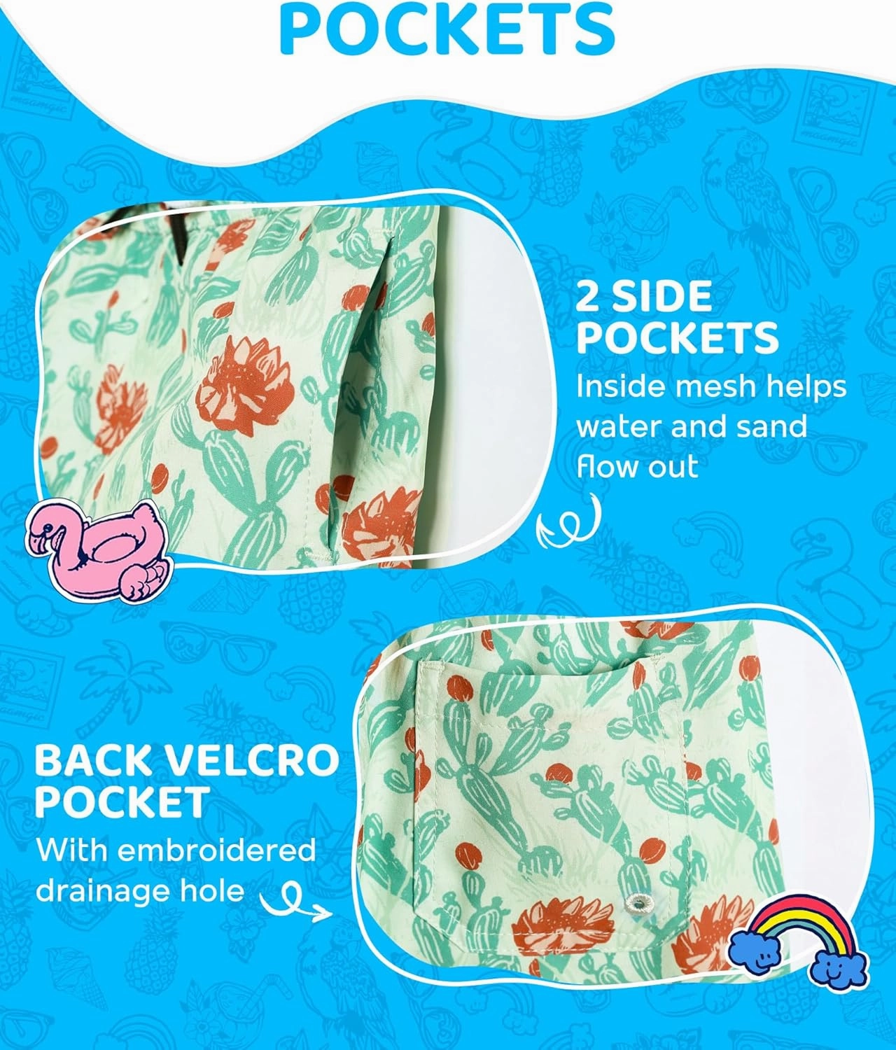 maamgic Boys Swim Trunks with Compression Liner 4-Way Stretch Quick Dry Bathing Suit Toddler Beach Shorts
