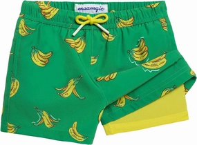 maamgic Boys Swim Trunks with Compression Liner 4-Way Stretch Quick Dry Bathing Suit Toddler Beach Shorts