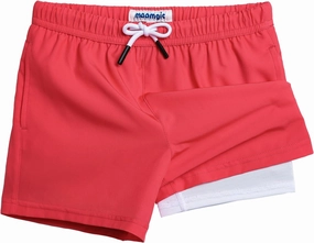 maamgic Boys Swim Trunks with Compression Liner 4-Way Stretch Quick Dry Bathing Suit Toddler Beach Shorts