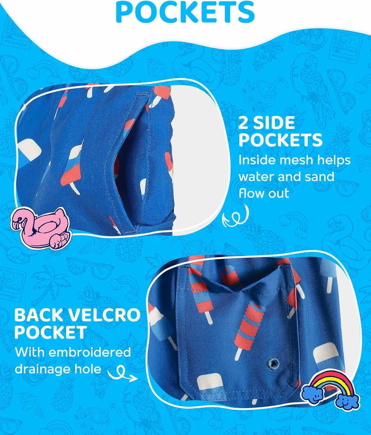 maamgic Boys Swim Trunks with Compression Liner 4-Way Stretch Quick Dry Bathing Suit Toddler Beach Shorts