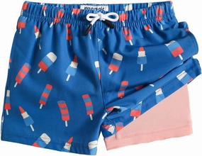 maamgic Boys Swim Trunks with Compression Liner 4-Way Stretch Quick Dry Bathing Suit Toddler Beach Shorts