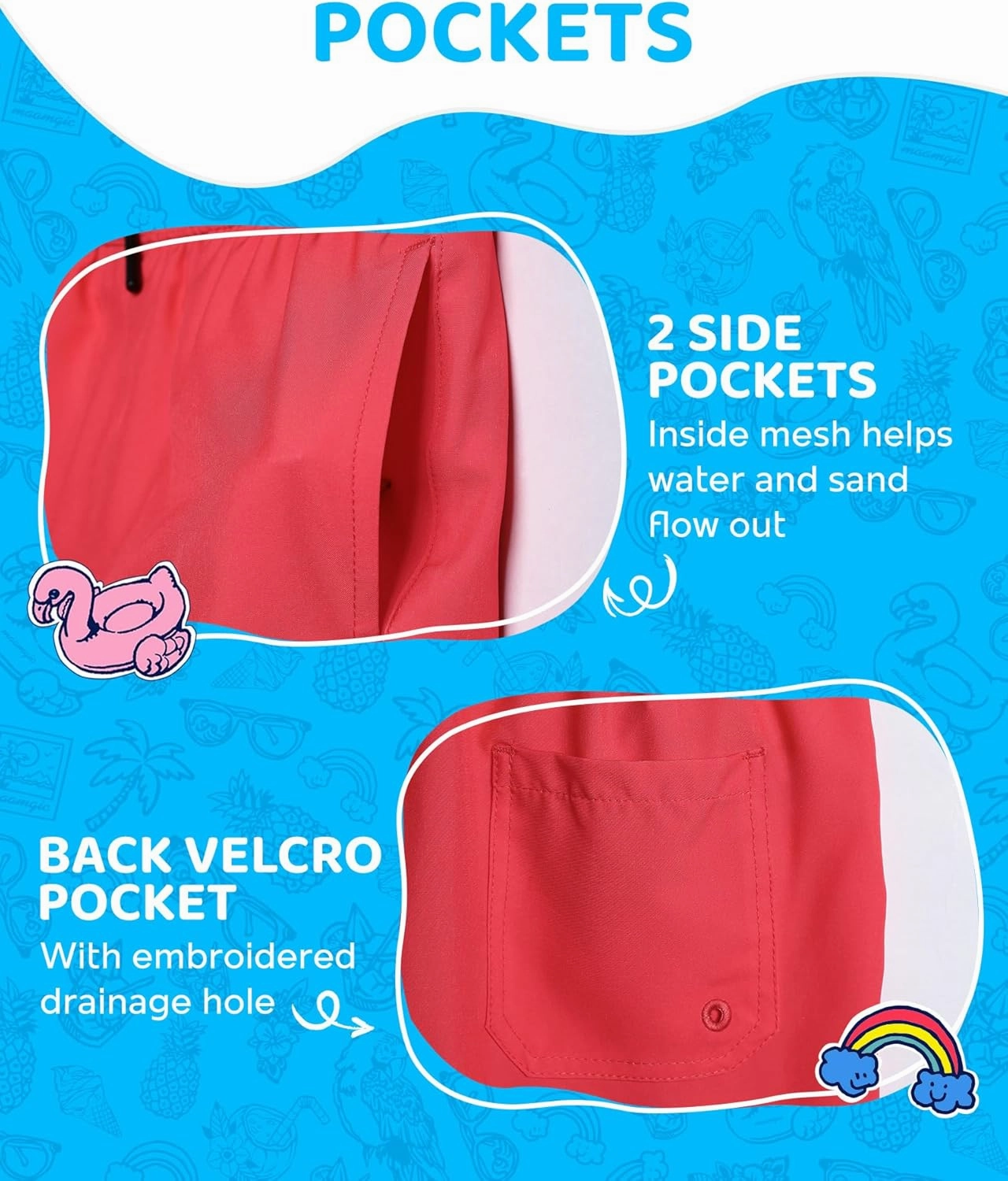 maamgic Boys Swim Trunks with Compression Liner 4-Way Stretch Quick Dry Bathing Suit Toddler Beach Shorts