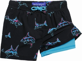 maamgic Boys Swim Trunks with Compression Liner Stretch Boy Swim Shorts Toddler Bathing Suit Swimsuit