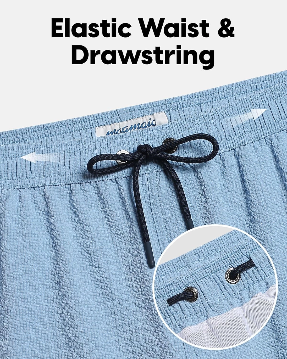 maamgic Men's Swim Trunks 5.5 inch Seersucker Beach Shorts Quick Dry Bathing Suits with Mesh Liner