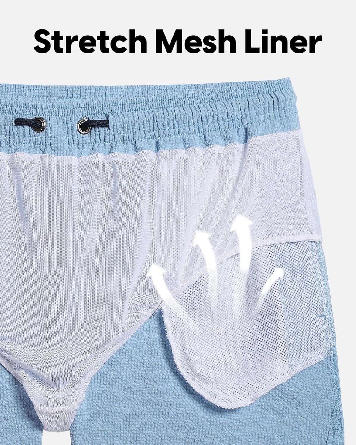 maamgic Men's Swim Trunks 5.5 inch Seersucker Beach Shorts Quick Dry Bathing Suits with Mesh Liner