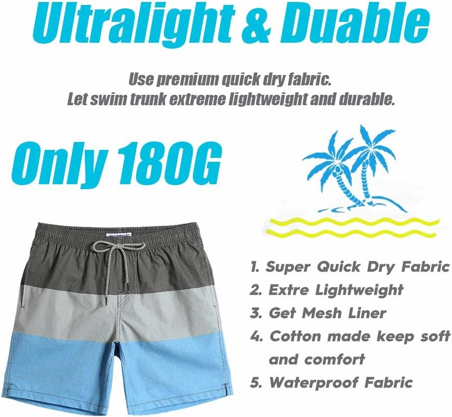 maamgic Mens 7" Stretch Swim Trunks Quick Dry Mesh Lining Swimwear Bathing Suits