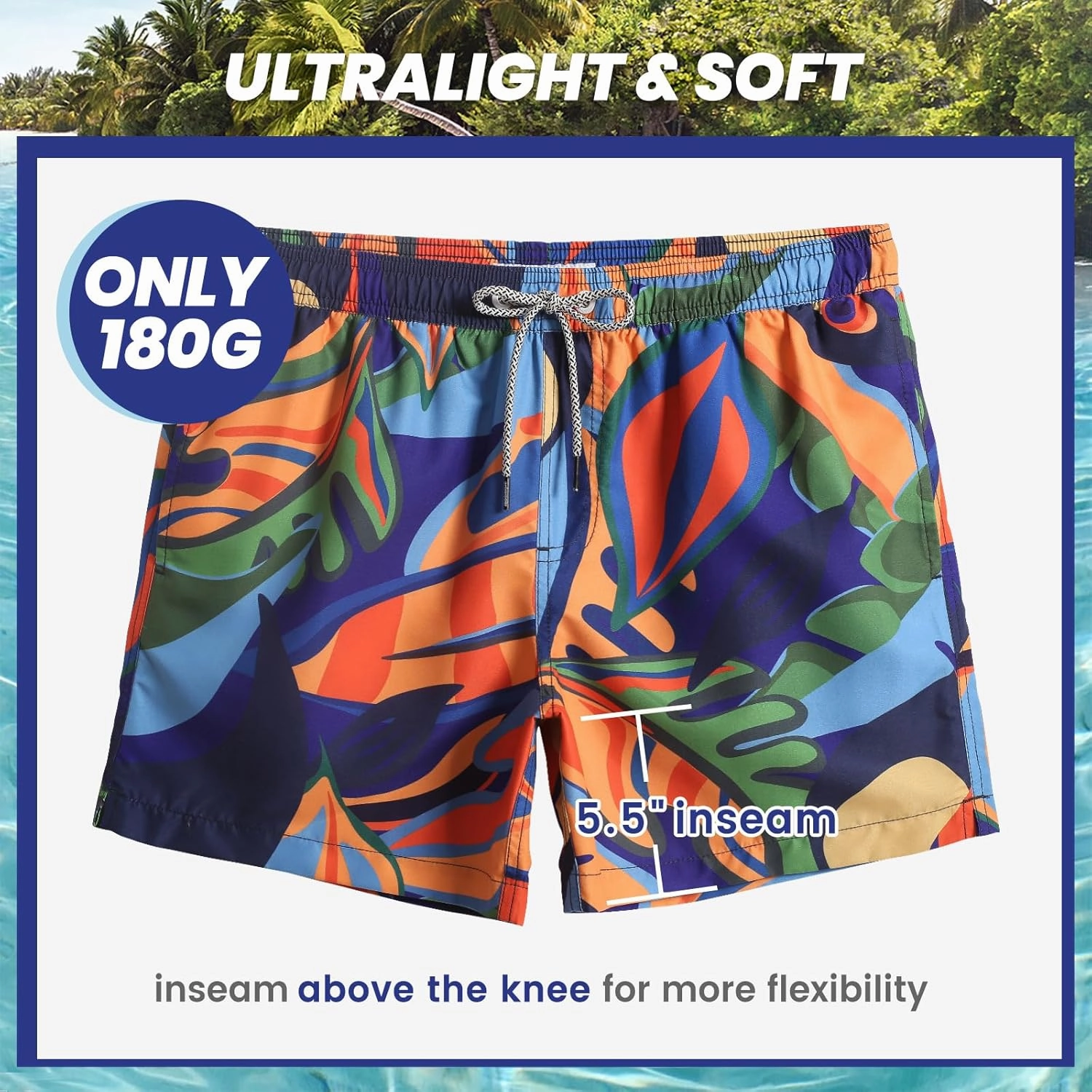 maamgic Mens Swim Trunks 5" Quick Dry Beach Shorts Bathing Suits with Mesh Lining Pockets