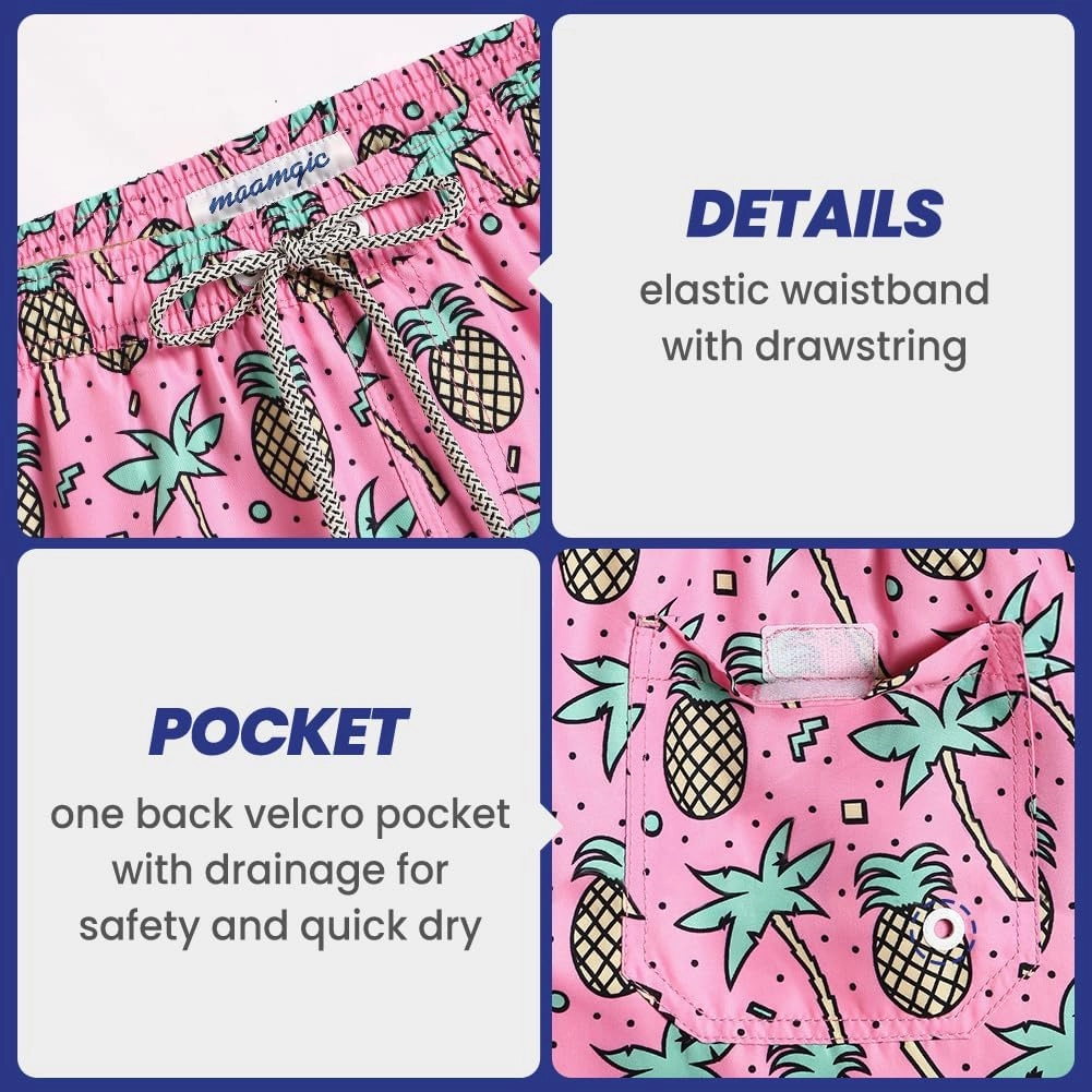 maamgic Mens Swim Trunks 5" with Mesh Lining Quick Dry Bathing Suits for Men Swim Shorts Swimwear