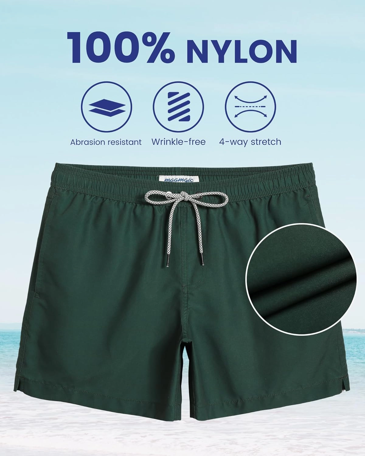 maamgic Mens Swim Trunks 5" with Mesh Lining Quick Dry Bathing Suits for Men Swim Shorts Swimwear