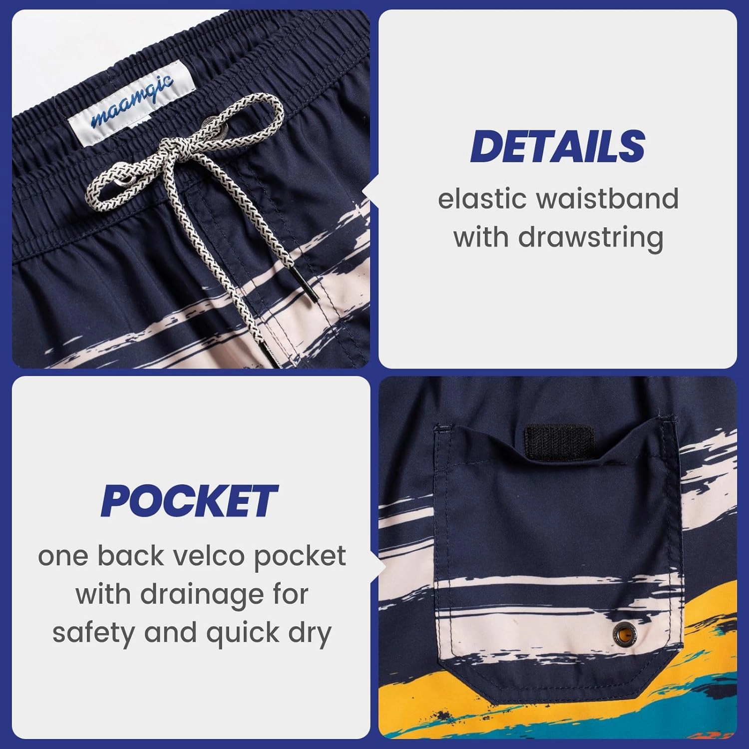 maamgic Mens Swim Trunks Quick Dry Swim Shorts with Mesh Lining Funny Swimwear Bathing Suits 7inch