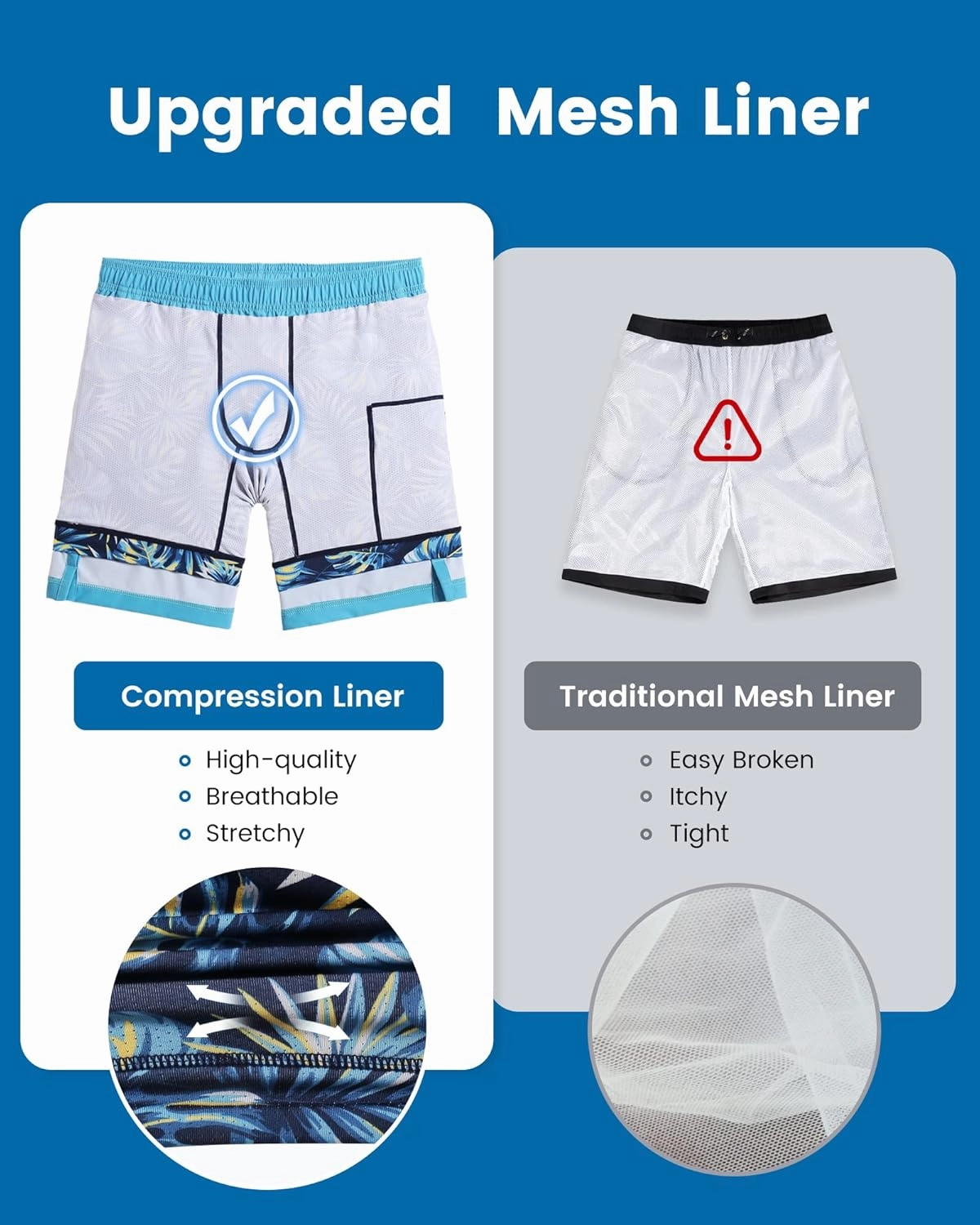 maamgic Mens Swim Trunks with Compression Liner 7 Inch Inseam Mens Bathing Suit Quick Dry Swimming Trunks Swimsuit