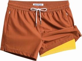 maamgic Mens Swim Trunks with Compression Liner Short Stretch Mens Bathing Suit Quick Dry Swimming Trunks Swimsuit