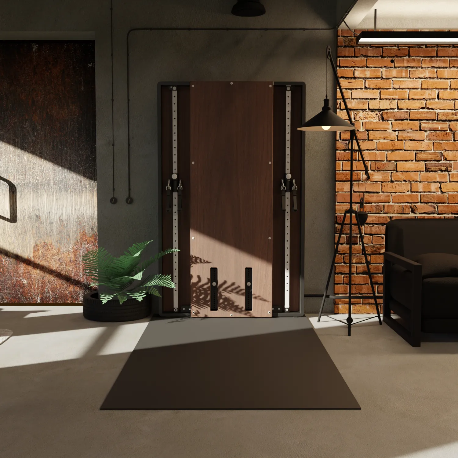 Flow 6 Walnut - Wall Mounted Functional Trainer, Gloves Straps,Belts