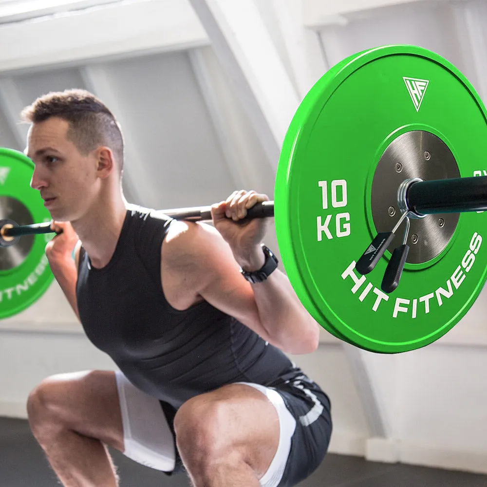 Hit Fitness Olympic Competition Bumper Plate | 10kg, Dual Stations, Resistance Bands,Tubes