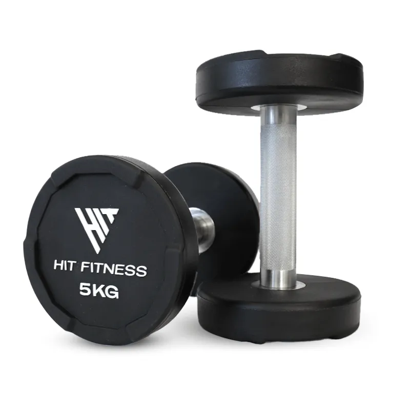 Hit Fitness Premium Urethane Dumbbells, Armband phone holder, Meal prep containers