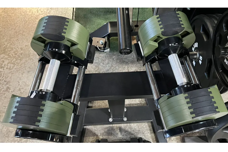Warrior Newbell Adjustable Dumbbell Stand (50lb/80lb) (SUMMER SALE), Olympic Frisbee Set, Theragun Prime, Agility ladder