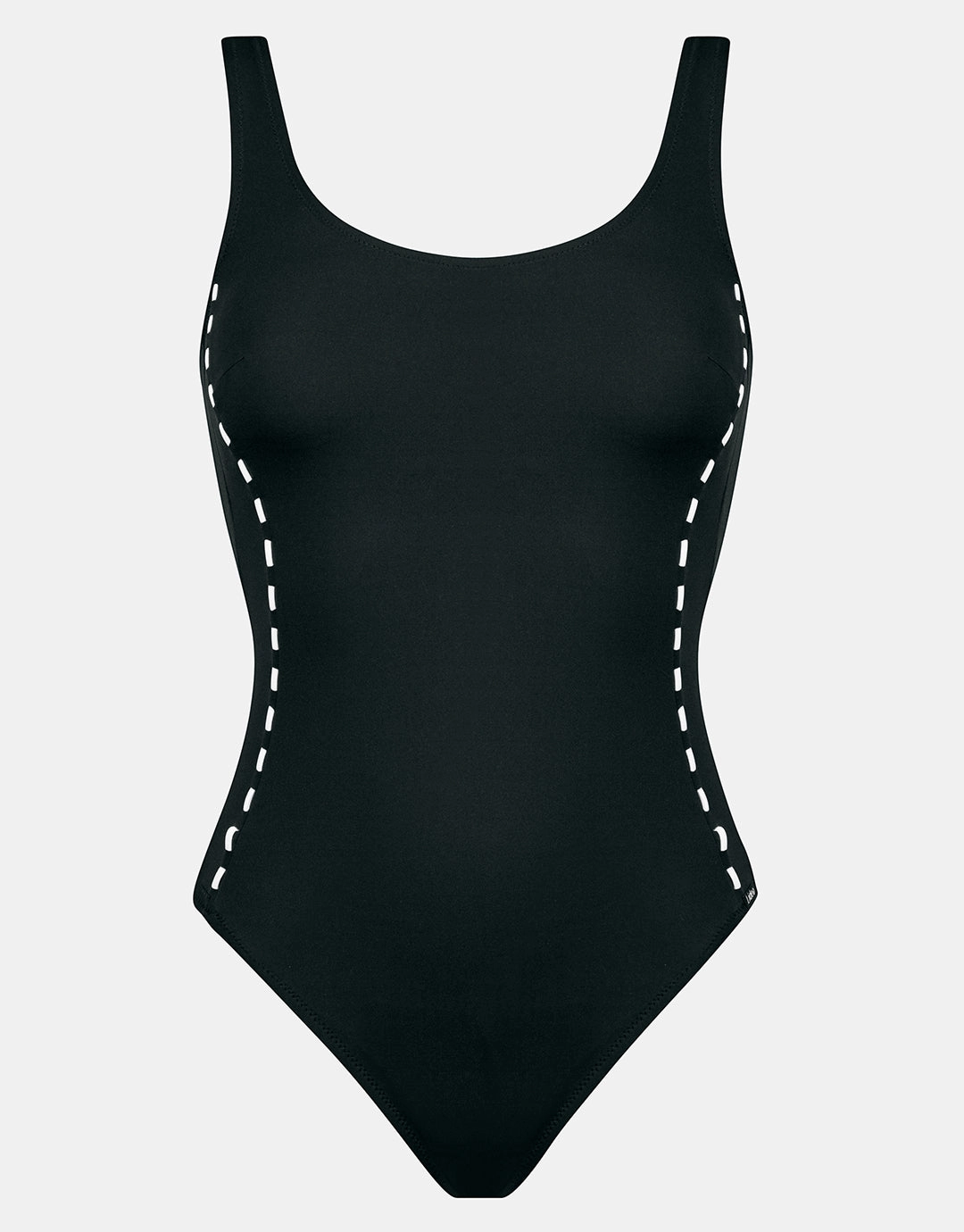 Marine Mindset Round Neck Swimsuit - Black and White