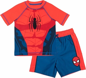 Marvel UPF 50  Pullover Rash Guard and Swim Trunks Outfit Set Toddler to Big Kid Sizes (2T - 18-20)