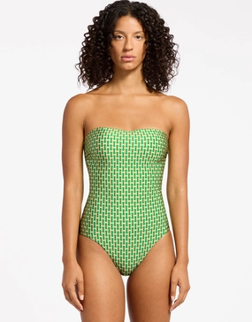 Mattala Geo Moulded Bandeau Swimsuit - Flora