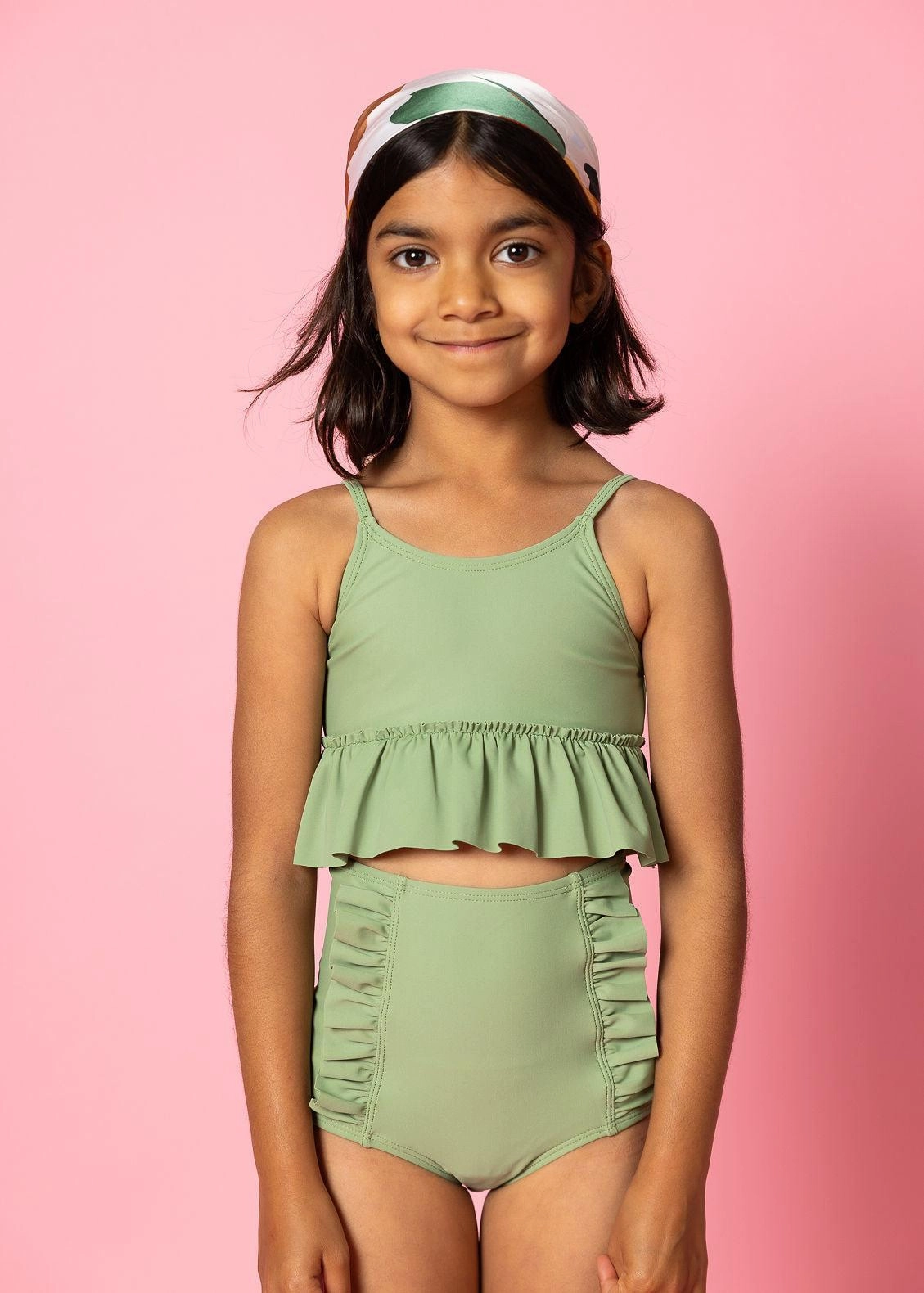 Meadow Green | Mini Down in Front Ruffle Bottoms