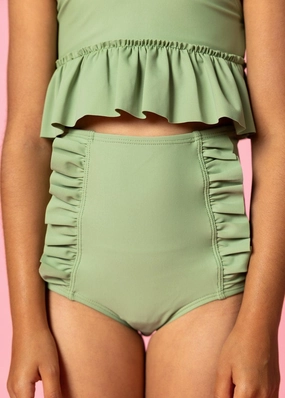 Meadow Green | Mini Down in Front Ruffle Bottoms
