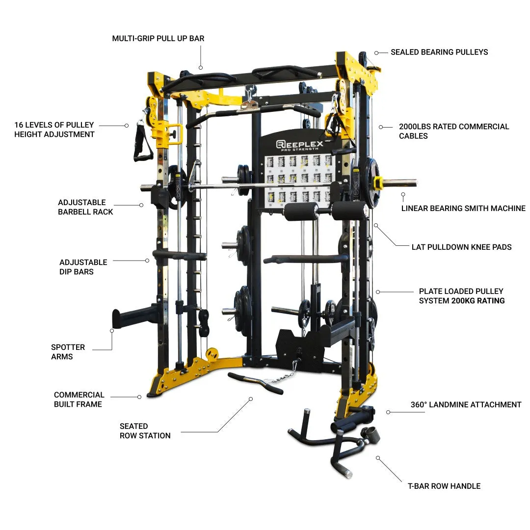 Reeplex CBT-PL Multi-Functional Trainer, Magnetic rowing machine, Cable machine attachments, Air Resistance Bikes