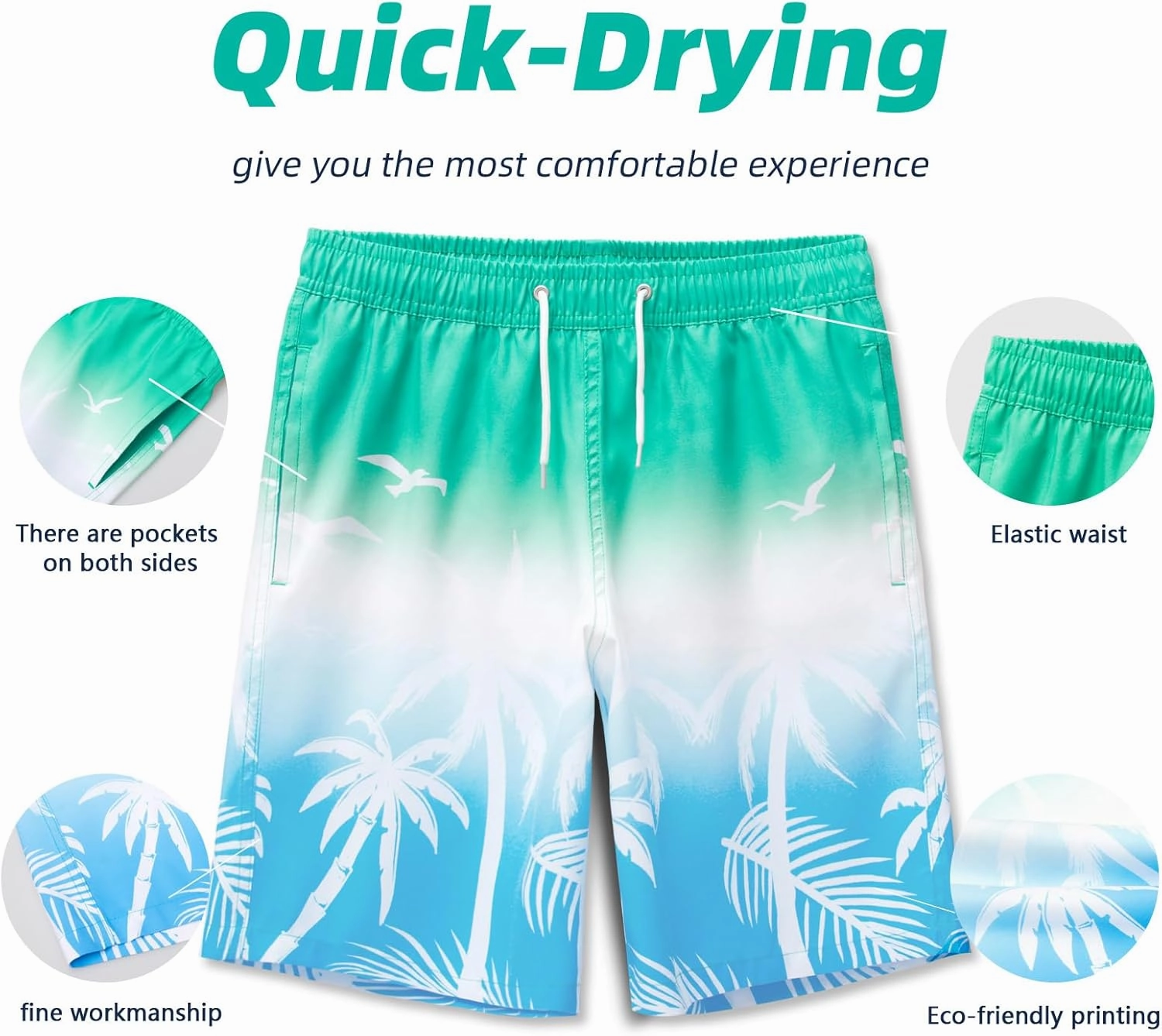 MEILONGER Boys Swim Trunks 2 in 1 Bathing Suits for Kids Quick Dry Board Shorts Swimming Swimwear with Compression Liner