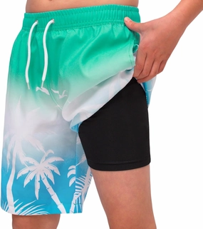 MEILONGER Boys Swim Trunks 2 in 1 Bathing Suits for Kids Quick Dry Board Shorts Swimming Swimwear with Compression Liner