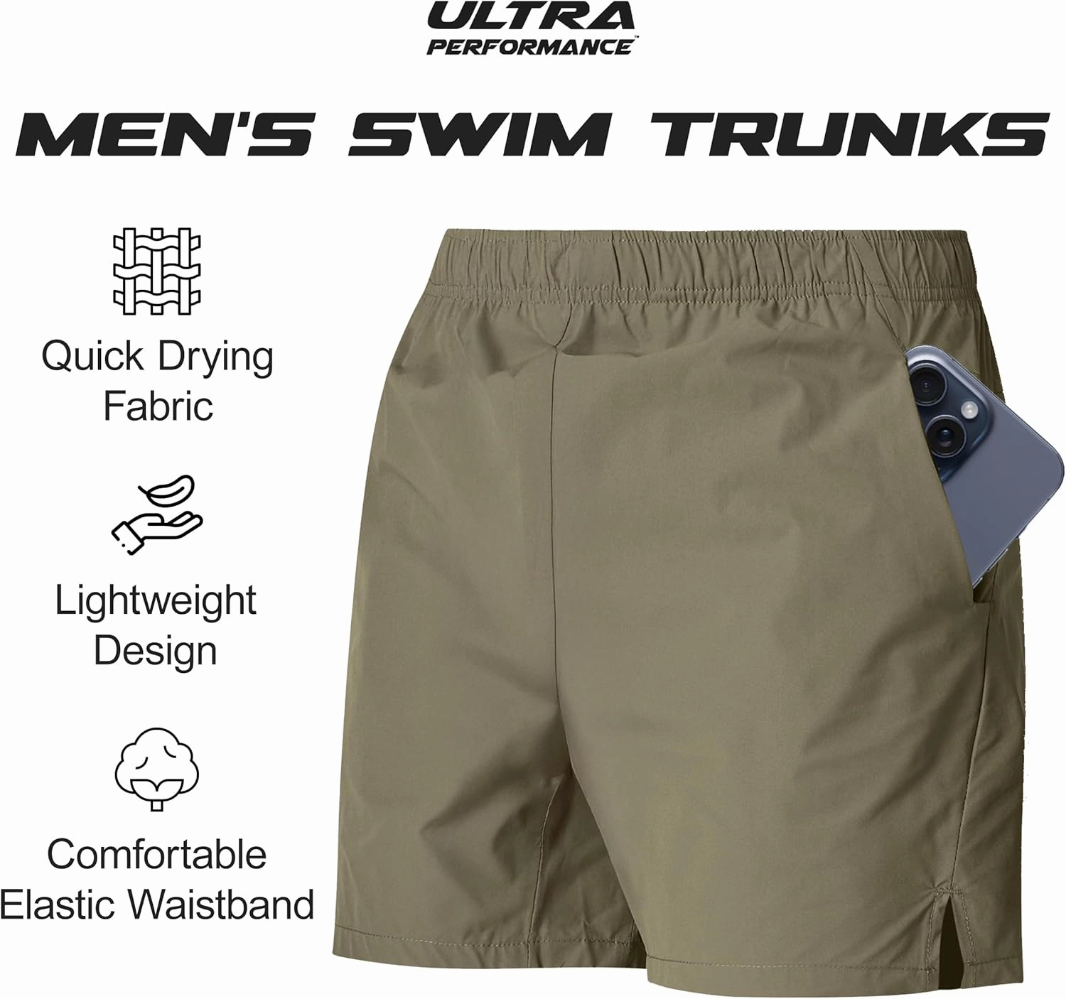 Men's 5 Inch Swim Trunk's with Liner 2 Pack Mens Stretch Quick Dry Beach Shorts Swimming Trunks & Bathing Suits for Men