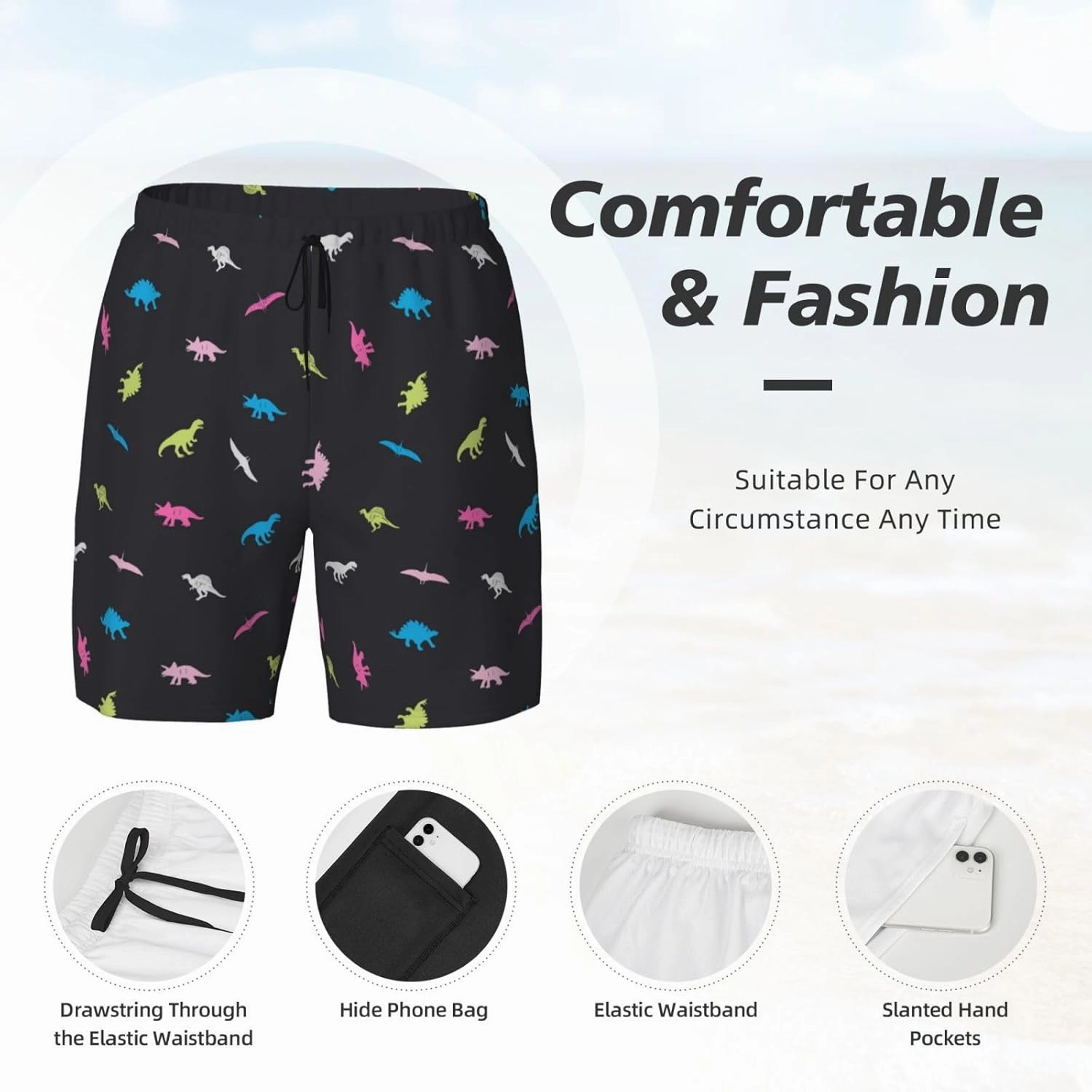 Men's Quick-Dry Swimming Trunks 7 Inch with Compression Liner 2 in 1 Beach Swim Board Shorts with Pockets
