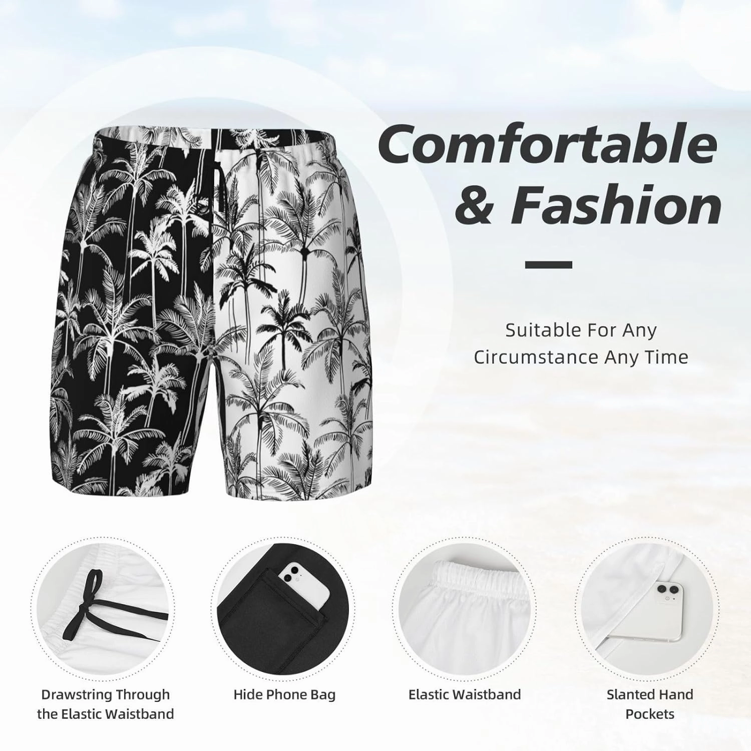 Men's Quick-Dry Swimming Trunks 7 Inch with Compression Liner 2 in 1 Beach Swim Board Shorts with Pockets
