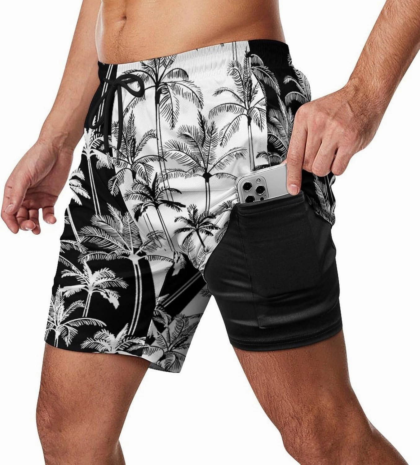 Men's Quick-Dry Swimming Trunks 7 Inch with Compression Liner 2 in 1 Beach Swim Board Shorts with Pockets