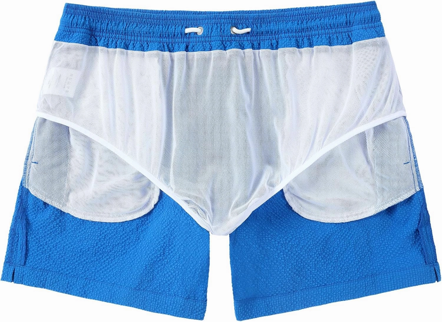 Men's Swim Shorts 5 inch Seersucker Swimming Trunks for Men Swim Suits Beach Shorts