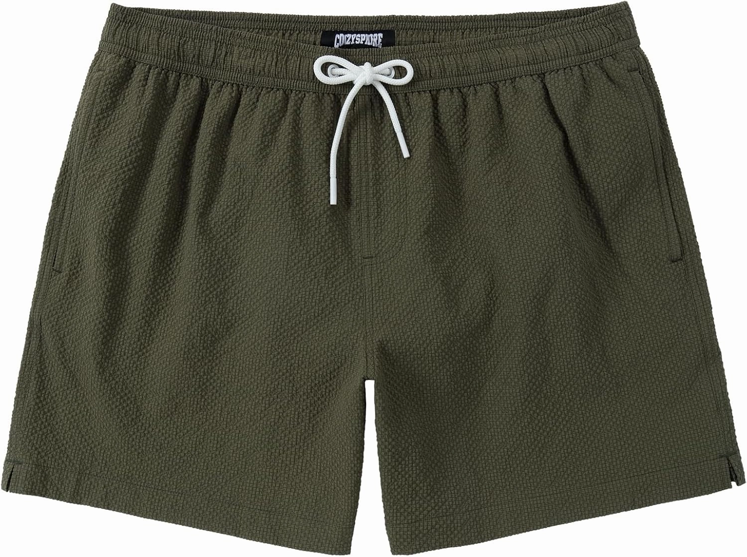 Men's Swim Shorts 5 inch Seersucker Swimming Trunks for Men Swim Suits Beach Shorts