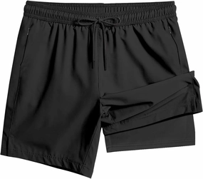 Men's Swim Trunk 5" with Compression Liner 5 Inch Quick Dry Board Shorts Zipper Pocket