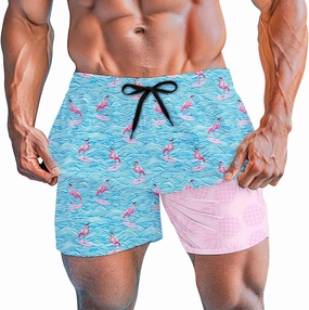 Men's Swim Trunks 5.5 Inch Bathing Suits for Men 2 in 1 Board Shorts with Compression Liner