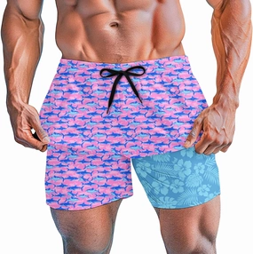 Men's Swim Trunks 5.5 Inch Bathing Suits for Men 2 in 1 Board Shorts with Compression Liner