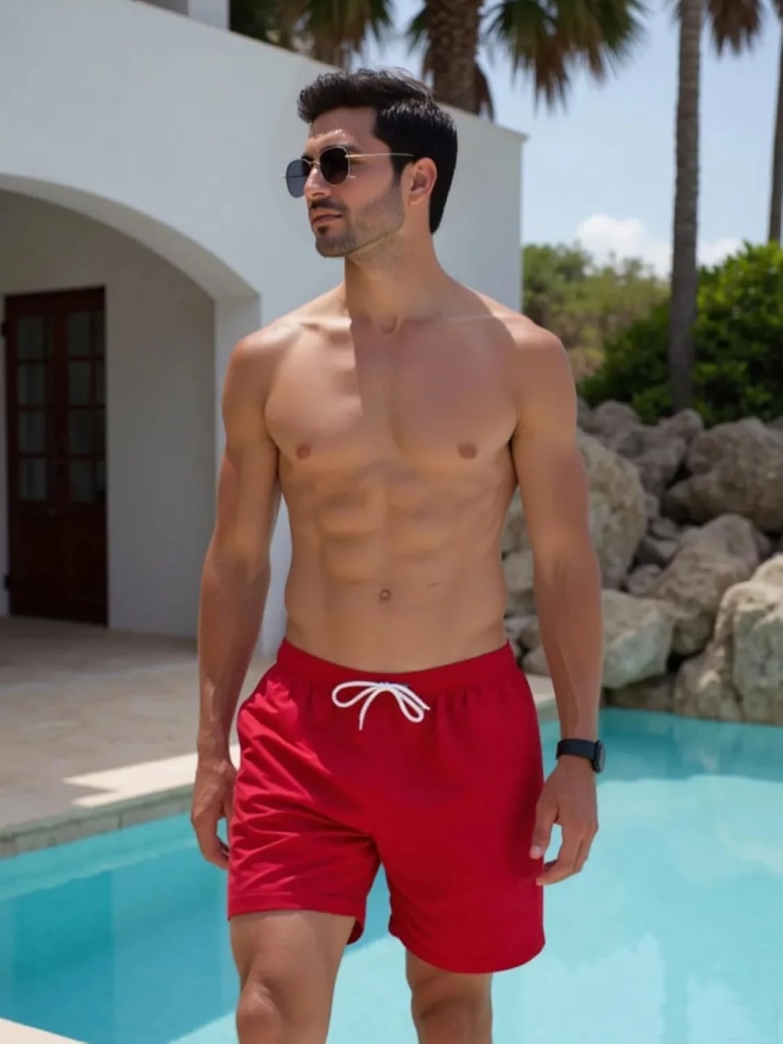 Men's Swim Trunks 5" Quick Dry Bathing Suit Mens Sports Beach Shorts with Mesh Lining