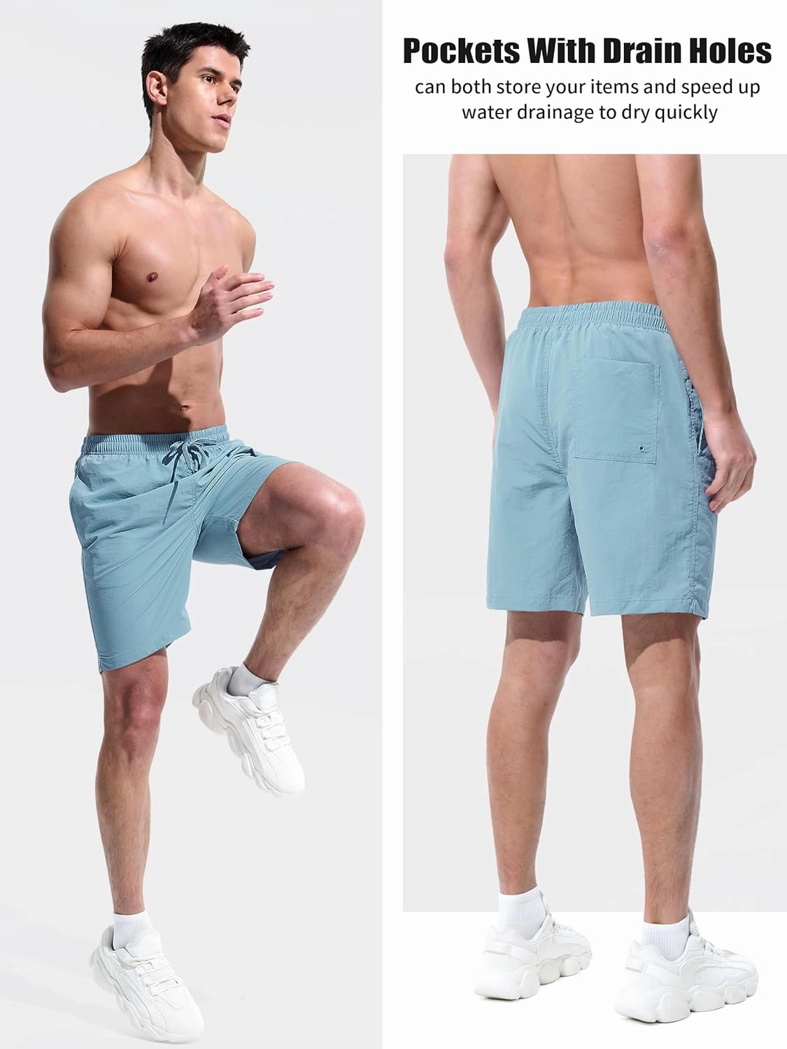 Men's Swim Trunks Beach Board Shorts Quick Dry Swimsuit Bathing Suits with Pockets 7 Inch Inseam Mesh Lining