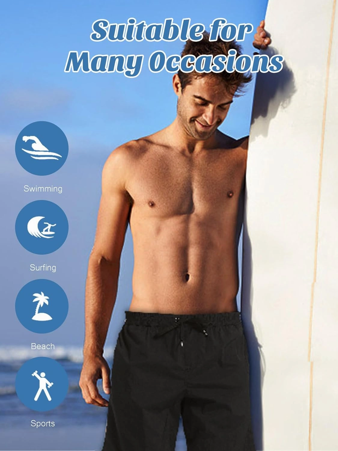 Men's Swim Trunks Quick Dry Bathing Suit Swimming Board Shorts Mesh Lining Beach Swimwear