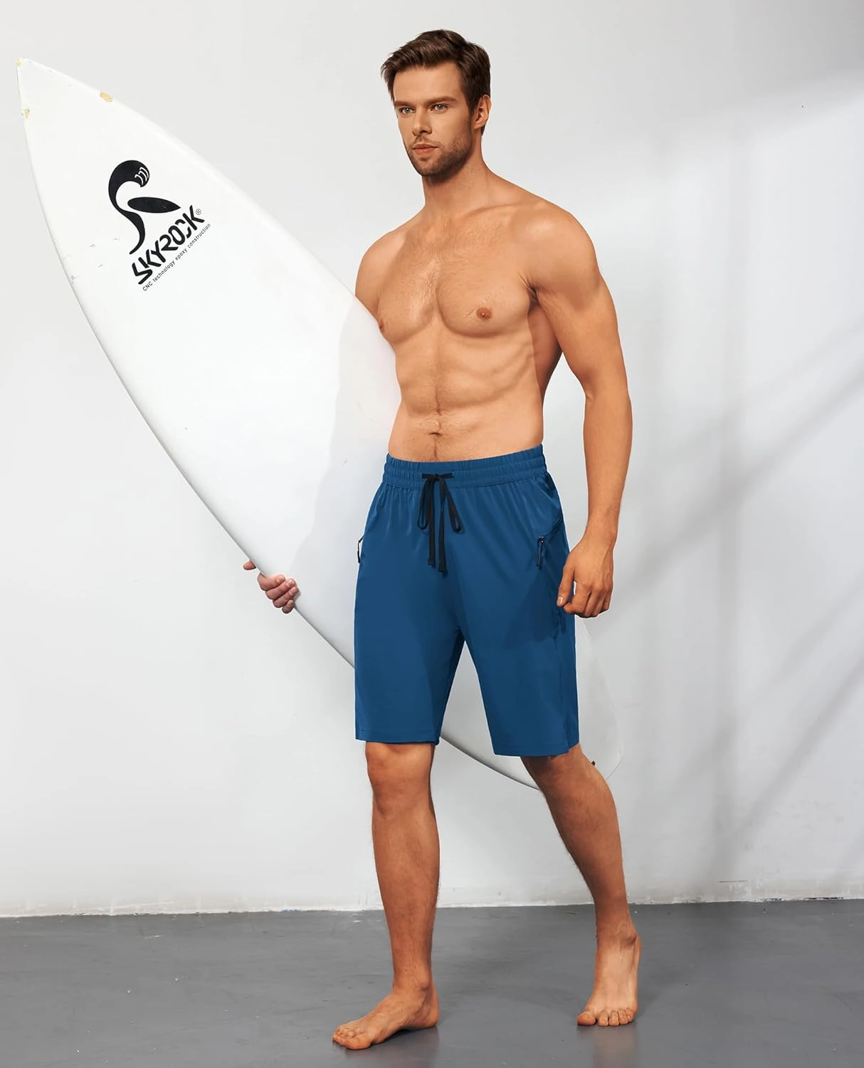 Men's Swim Trunks Quick Dry Beach Shorts with Zipper Pockets, UPF 50 , Swimming, Surfing, Outdoor - No Mesh Liner