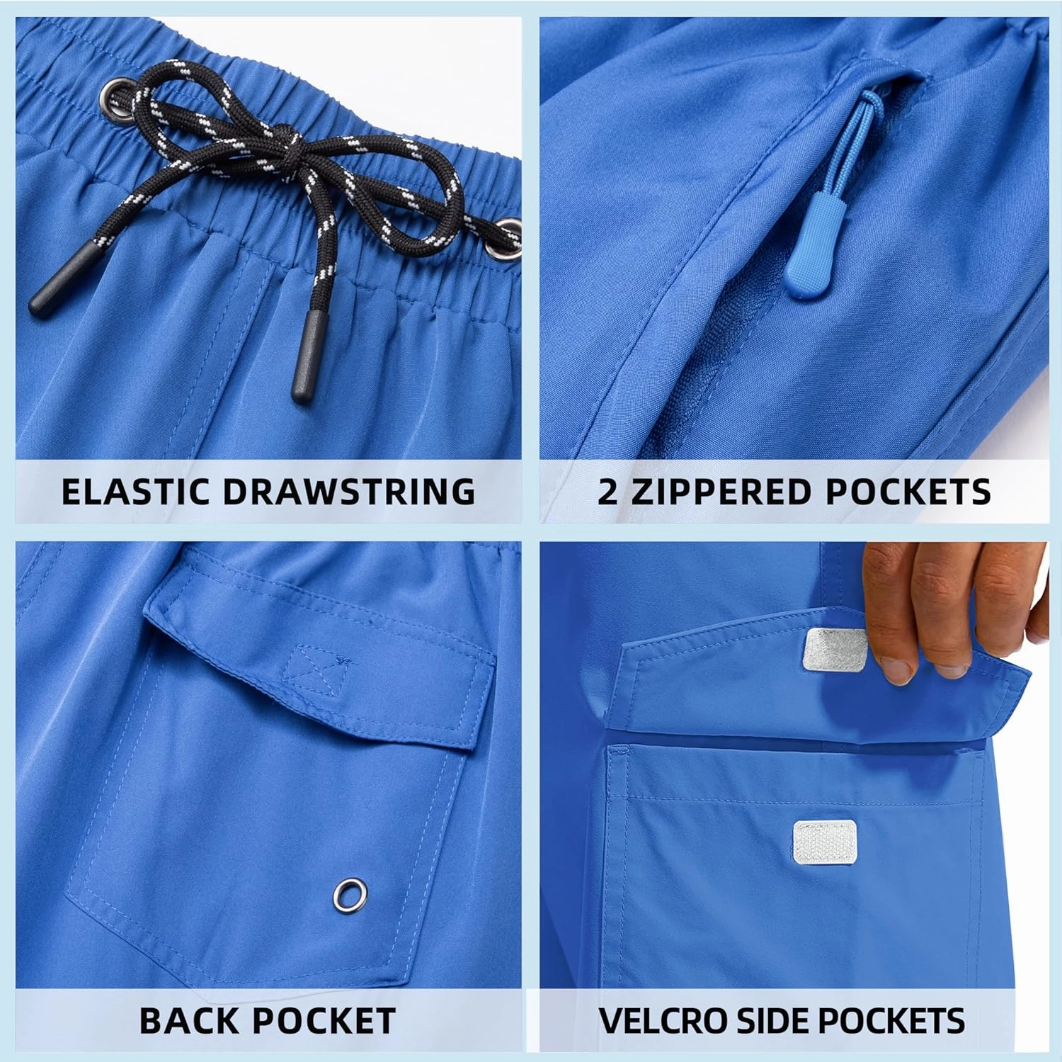 Men's Swim Trunks Quick Dry Board Shorts with Zipper Pockets Beach Shorts Bathing Suits for Men - No Mesh Liner