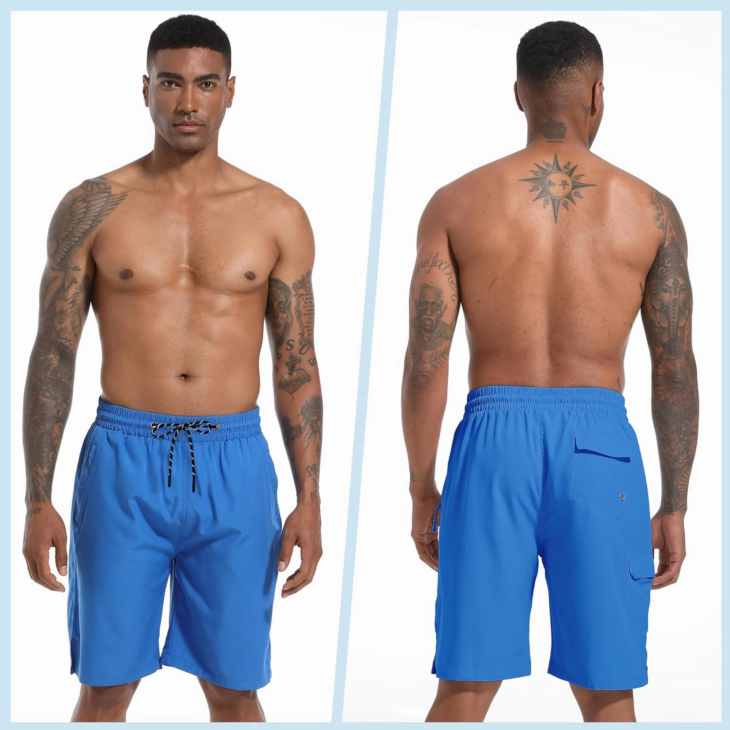 Men's Swim Trunks Quick Dry Board Shorts with Zipper Pockets Beach Shorts Bathing Suits for Men - No Mesh Liner