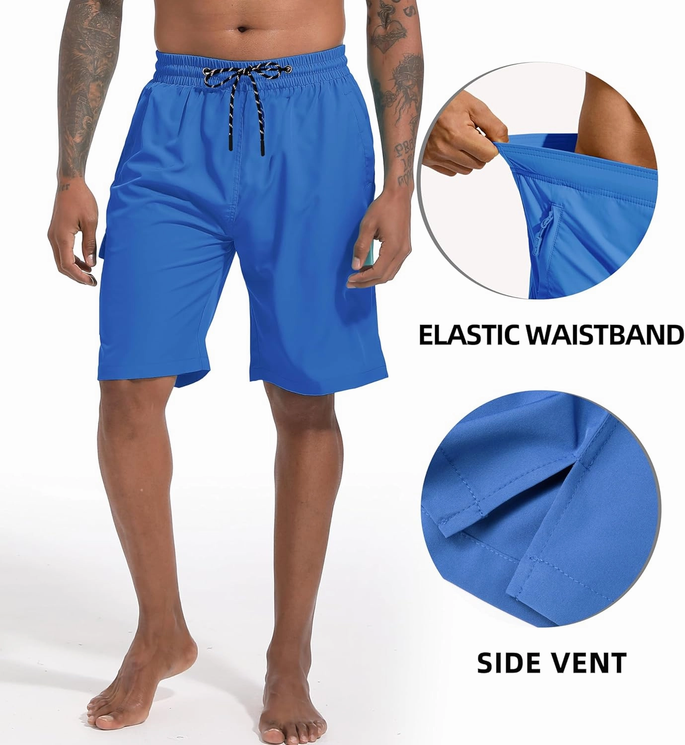 Men's Swim Trunks Quick Dry Board Shorts with Zipper Pockets Beach Shorts Bathing Suits for Men - No Mesh Liner