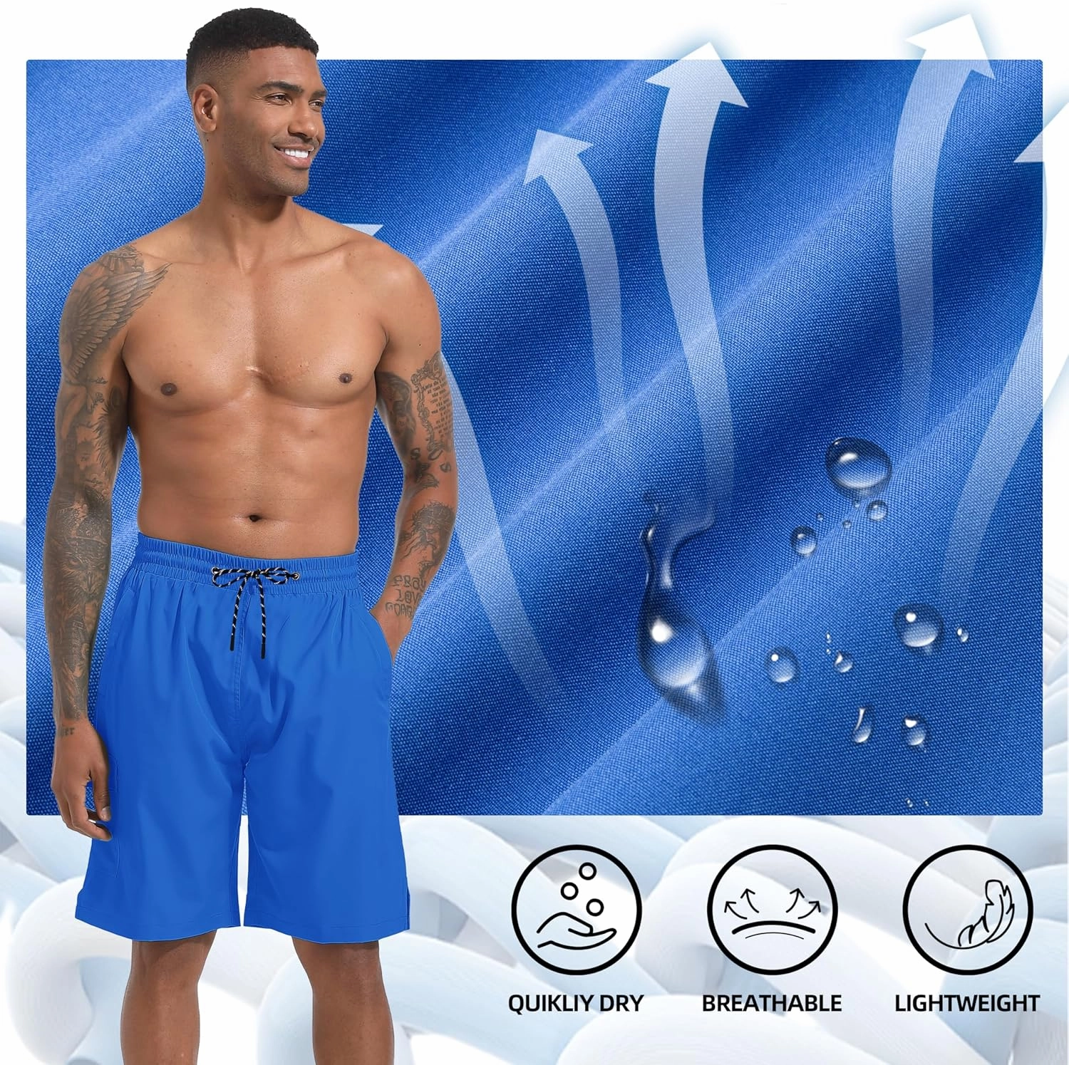 Men's Swim Trunks Quick Dry Board Shorts with Zipper Pockets Beach Shorts Bathing Suits for Men - No Mesh Liner