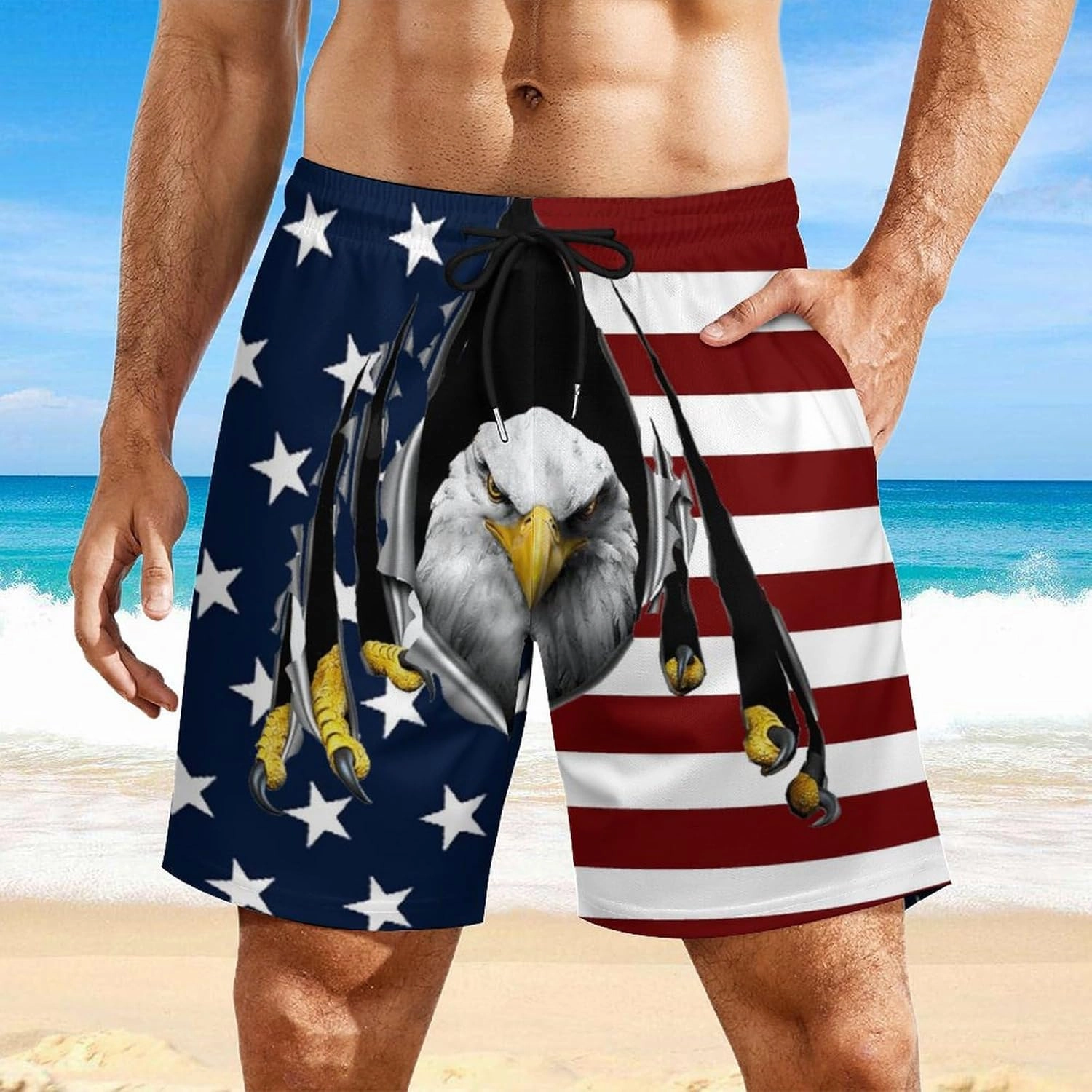 Men's Swim Trunks Quick Dry Swimming Trunks Upside Down Pineapple Beach Shorts with Mesh Lining and Pockets