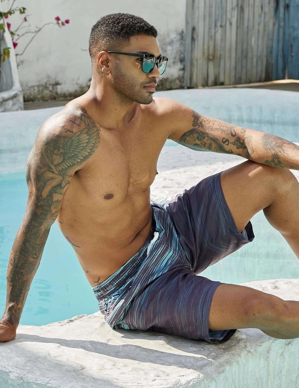 Men's Swim Trunks with Compression Liner 9" Quick Dry Board Shorts